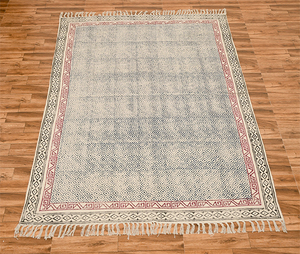 Alfombra Étnica de Algodón Hecha a Mano, Tejido Plano Estampado, Decoración Boho para el Hogar, Patrón Geométrico, Ecológica, Antideslizante, Apta para Mascotas - Product Image 3