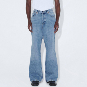 กางเกงยีนส์ทรงหลวมขากว้างปักโลโก้ตามสั่ง ผ้าดิบขอบดิบ สไตล์ญี่ปุ่น คุณภาพสูง สำหรับผู้ชาย ผลิตโดยผู้ผลิต OEM สำหรับสตรีทแวร์ - Product Image 5