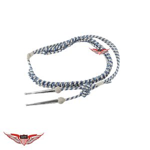 สายสะพายไหล่ถักสีเงินน้ำเงินแบบเกลียว ปลายโลหะสีเงิน - Product Image 1