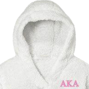 AKA Cozy Sherpa Fleece Pullover Hoodie pour femme, sweat à capuche doux et chaud en polaire, motif lettres grecques, blanc rose - Product Image 2