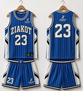 Wholesale Direct Ziakot Industry Custom Blue Black-White Round Neck Sublimation Basketball Uniform Jersey - Product Image 5