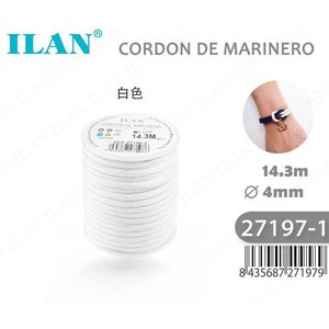Corda da marinaio ILAN 4mm bianca 14,3m per la creazione di gioielli - Product Image 1