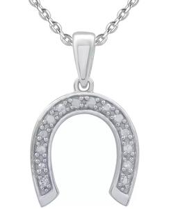 Collana pendente a ferro di cavallo di diamante (1/10 ct. T. w.) in argento Sterling | Macacy's - Product Image 1