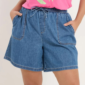 Shorts de mezclilla lavados a medida para mujer, shorts vintage descoloridos, informales, para uso diario en verano, pedido al por mayor - Product Image 5