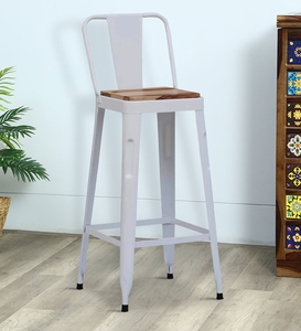 Tabouret de bar réglable en similicuir PU blanc, design industriel moderne, hauteur de comptoir, mobilier de cuisine, acier thermolaqué - Product Image 4