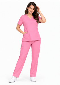 Ensemble de 3 pièces de vêtements de travail médicaux respirants et extensibles, uniforme d'infirmière à manches longues, veste pour le personnel des hôpitaux et des pharmacies - Product Image 2