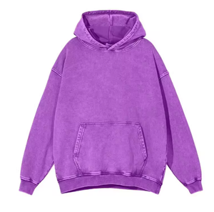 Sudadera con Capucha Morada Unisex, Holgada, Informal, de Manga Larga, Color Sólido, con Cordón Ajustable y Bolsillos Laterales - Product Image 1