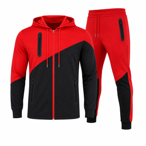 Custom Color Block Full <b>Zip</b> <b>Hooded</b> Tracksuit Men's Slim Fit Jogger Set Premium Sportswear With Side Pockets - Product Image 4