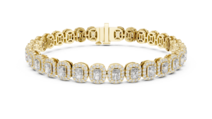 Bracelet de luxe en or jaune avec halo de pierres émeraude pour femme – Élégant bijou de mode pour mariage, anniversaire ou soirée – Idée cadeau - Product Image 3