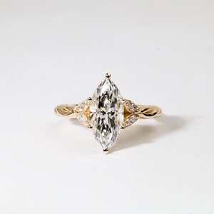 Twisted Rope Marquise Shape Lab Grown <b>Diamond</b> <b>Ring</b> Solid 10K 14K 18K Gold Twisted Band Cluster Accents Wedding <b>Ring</b> For Women - Product Image 1
