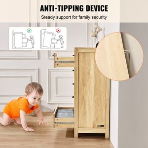 ตู้ลิ้นชักหวายสไตล์โบโฮ 5 ชั้น ตู้เก็บของหวายธรรมชาติพร้อมพื้นที่จัดเก็บกว้างขวางสำหรับห้องนอนและห้องนั่งเล่น - Product Image 5