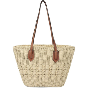 Women’s Large Straw Rattan Woven Tote Bag, Handmade Shoulder <b>Handbag</b> with Top Handle, <b>Summer</b> Beach Travel Purse - Product Image 2