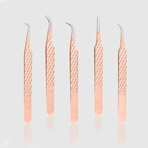 Vente en gros Ensemble de pinces à épiler d'extension de cils en acier inoxydable Marque privée Couleur neutre Volume de la pointe en fibre argentée diamantée - Product Image 5