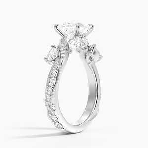 Anillo de compromiso solitario BOJ 4 de plata 925 con corte princesa y piedra lateral de corte pera, engaste de garras, certificado GRA, 2ct, color D, VVS1, para aniversario - Product Image 2