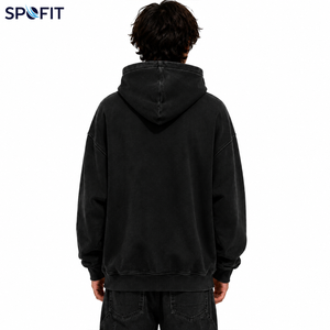 Sudadera con Capucha Oversize Unisex, Estampado de Araña Negra, Tejido Casual, 100% Algodón, Bordada, Estilo Urbano Otoñal, Manga Regular - Product Image 5