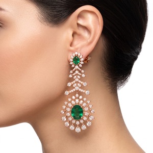 Boucles d'oreilles créoles de luxe en or 9 carats avec zircons taille coussin, design couronne bohème, certifiées IGI, pour bijoux de mariage féminins - Product Image 5