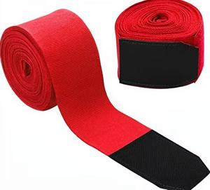 Red Nylon Boxing Hand <b>Wrap</b> with <b>Black</b> End Durable Training Wrist Support for MMA Muay Thai - Product Image 1