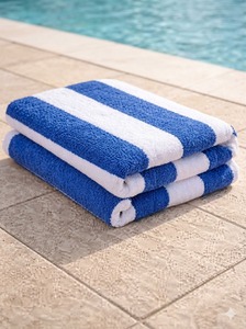 Absorbent <b>Blue</b> White Striped 100% Cotton Beach <b>Towel</b> for Home Travel - Product Image 3