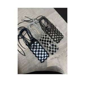 Mini sac en macramé perlé fait main, style bohème, sac à main à tissage ouvert avec nœuds décoratifs, parfait pour les smartphones - Product Image 4