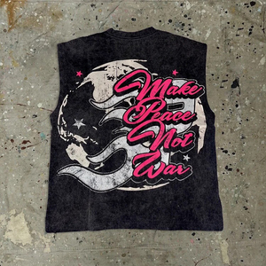 Camisetas sin mangas de corte holgado personalizadas con lavado ácido, estilo vintage, estampadas DTG, para hombre, con pedrería y serigrafía, estilo streetwear. - Product Image 5