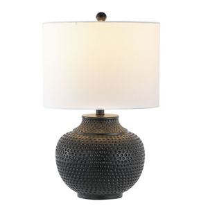 High Brushed Nickel Hammered Metal <b>Vase</b> Table Lamp With White Linen Tapered Shade Table Lamps <b>For</b> Bedroom Living Room Or Office - Product Image 6