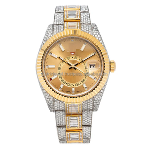 18K oro mejorado VVS claridad atractivo Hip Hop Acero inoxidable redondo y Baguette diamante reloj Moissanite reloj de hombre - Product Image 2