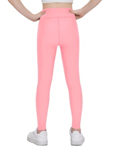 Leggings pour enfants en polyester tricoté lavé, tendance couleur douce, longueur intégrale, élastiques, respirants, imperméables, séchage rapide, confortables - Product Image 1