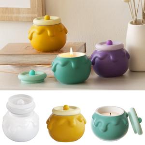 Cream Honey Pot Storage Box Candle Cup Ornament Gypsum <b>Epoxy</b> <b>Resin</b> Candle Silicone Mold - Product Image 1