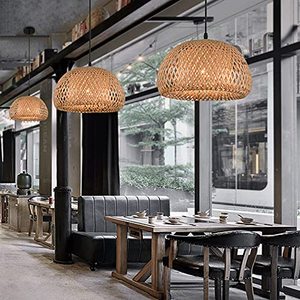 <span class=keywords><strong>Lampadario</strong></span> a sospensione artigianale in bambù, rotondo, con attacco E27, per sala da pranzo, moderno, a LED, intrecciato e cavo. - Product Image 4