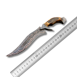 DIY Outdoor Hunting Tool Stainless Damascus Steel <b>Knives</b> With Stag Horn <b>Handle</b> Fine Leather Sheath Stag <b>Handle</b> Knifes - Product Image 6