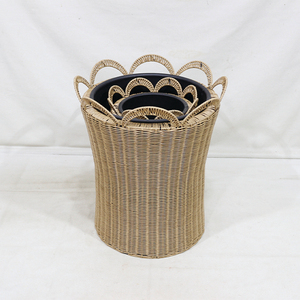 New Design Minimalist Hand Carved <b>Plastic</b> Wicker Scalloped Planter Durable Waterproof Garden <b>Plant</b> - Product Image 4