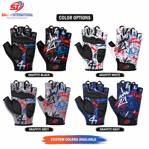 <b>Half</b> Finger Cycling Gloves Graffiti Print Anti <b>Slip</b> Gel Pad Urban Bike Gloves Wholesale OEM Custom Logo - Product Image 2