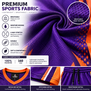 Ensemble de maillots et shorts de basket-ball personnalisés de couleur violette pour hommes et jeunes, uniformes sportifs professionnels pour équipes, impression par sublimation en gros - Product Image 5