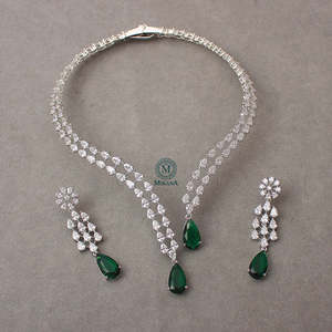 Christy CZ Designer Gold Plated Zircon Bridal Jewelry Set with Earrings - Product Image 1