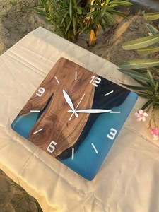 Minimalistic Epoxy Resin and Walnut Wood Wall Clock Handmade Wood Art Decor - Product Image 4