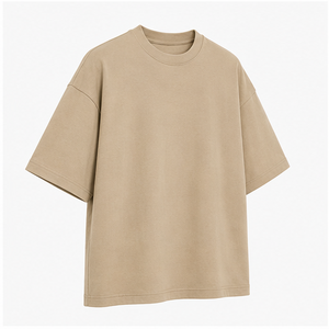 Custom Desert Tan Compact Cotton Boxy <b>Mens</b> Oversized Short Sleeve Crew Neck T-Shirt MTS-OVR-0023 - Product Image 4