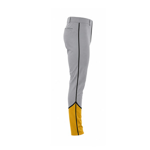 Pantalones de béisbol grises para hombre con puños amarillos, logotipo bordado, corte ajustado, poliéster transpirable, para todas las estaciones. - Product Image 5