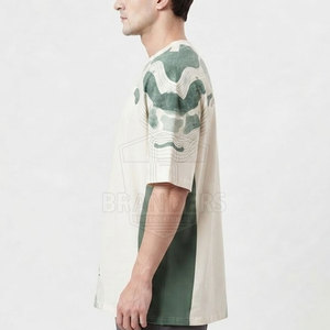เสื้อยืดคอตตอนพรีเมียมทรงโอเวอร์ไซส์สำหรับผู้ชาย ทรงหลวม ไหล่ตก คอกลม แขนสั้น ทรงบ็อกซี่ เสื้อผ้าสั่งทำขายส่ง - Product Image 3