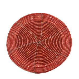 Handmade <b>Round</b> Red Beaded Coasters Cotton Placemats Home Decoration Table Mats - Product Image 4