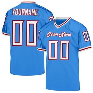 Wholsale Direct OMMIZ INDUSTRY Custom Powder <b>Blue</b> <b>White</b>-<b>Red</b> Mesh Authentic Throwback Football Jersey - Product Image 1