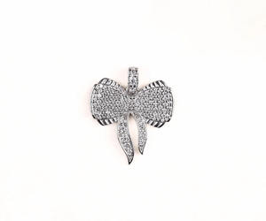 Colgante delicado de plata de ley con moissanita de corte redondo en forma de lazo, chapado en rodio, estilo hip hop, regalo de San Valentín para ella - Product Image 2