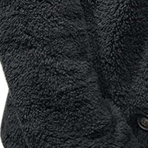 Chaqueta de Forro Polar Negra para Hombre, Cuello Chal, Corte Regular, Cierre de Botones, Abrigo Casual de Invierno, 100% Poliéster - Product Image 4