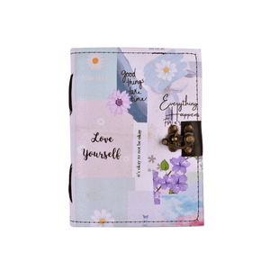 Journal esthétique floral fait main |   Carnet à cadenas vintage A5 avec citations | 100 journaux en papier pour la journalisation et la réflexion personnelle - Product Image 1