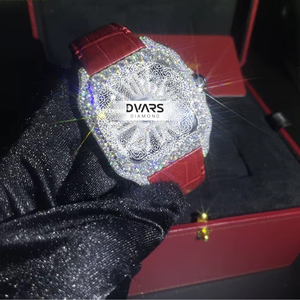 Reloj de Lujo Unisex con Diamantes de Moissanita Cuadrados en Aleación, Estilo Hip-Hop, con Cuarzo y Brillo Intenso - Product Image 3