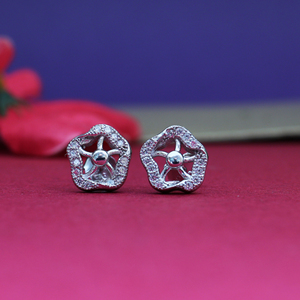 Handmade Designer Floral Diamond <b>Stud</b> Earrings - Elegant & Sparkling Jewelry Star Fish Shaped Earring for Women and Girls Wear - Product Image 3