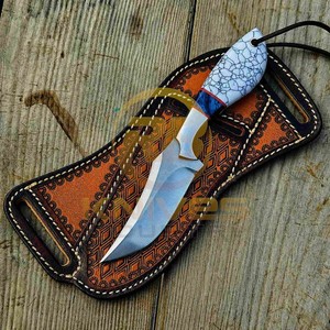 Cuchillo de Caza Personalizado Hecho a Mano de Acero D2 con Mango de Piedra, Hoja Fija de Espiga Completa, para Desollar, Acampar y Supervivencia al Aire Libre, OEM - Product Image 3