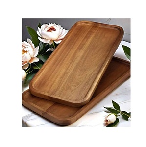 Colección de Bandejas de Madera Maciza con Acabado en Nogal Hechas a Mano, Platos Decorativos Rectangulares y Ovalados de Madera para Hotel y Restaurante - Product Image 4
