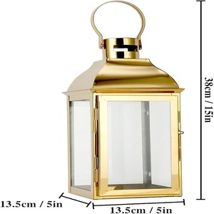 Linterna Metálica de Ramadán, Linternas Vintage con Velas sin Llama, Decoración Moderna de Estilo Rústico para Exteriores - Product Image 3