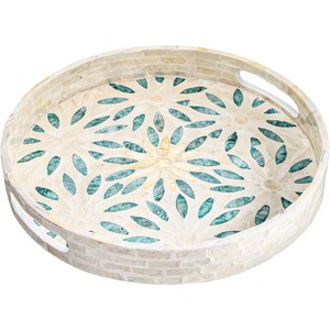 Handcrafted <b>Mother</b>-of-Pearl Rattan Serving Tray | Moradabad Artisan | Wholesale - Product Image 4