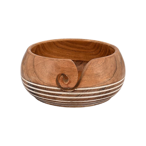 Cuenco de madera artesanal para hilo con orificio en espiral, organizador tallado para tejer, ganchillo y manualidades, venta al por mayor - Product Image 1